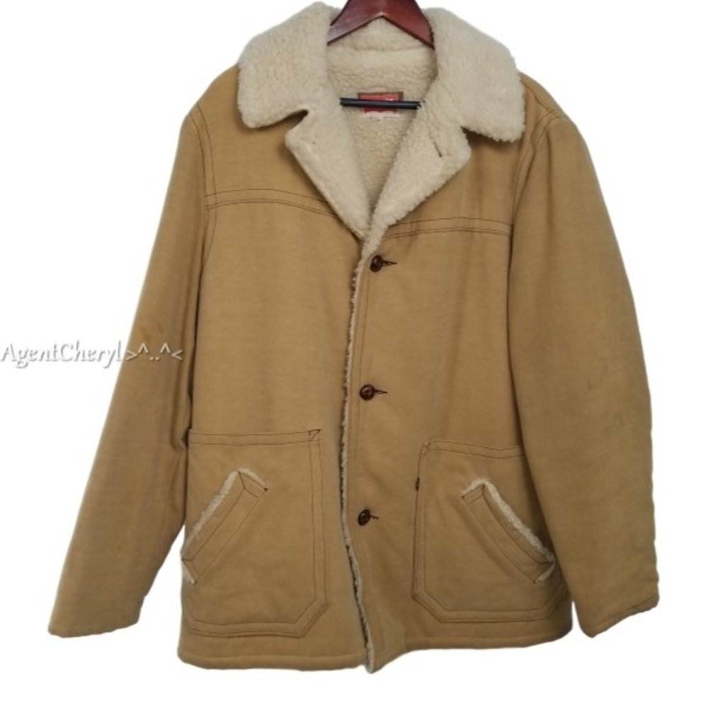 Vintage LEVIS Mens XL Tan Trucker Jacket Sherpa
